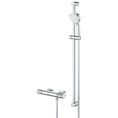 GROHE Grohtherm 1000 thermostatische opbouw douchemengkraan met glijstang en handdouche chroom