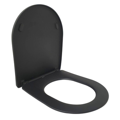 Wiesbaden Shade Slim toiletzitting met deksel met quickrelease en softclose mat zwart