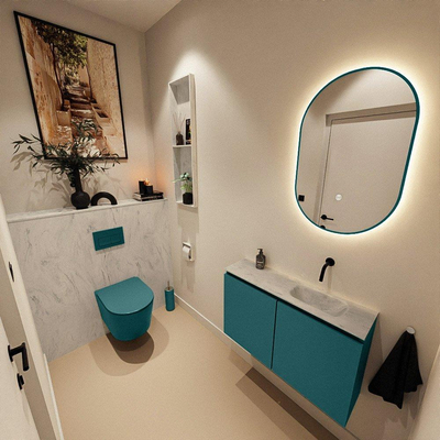 MONDIAZ TURE-DLUX 80cm toiletmeubel Smag. EDEN wastafel Opalo positie rechts. Zonder kraangat.