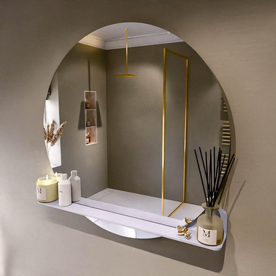 Mondiaz SPOT Badkamerspiegel - rond 100cm - spiegelplanchet - kleur Cale