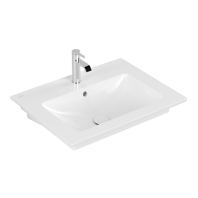 Villeroy & Boch Venticello wastafel met 1 kraangat 65x50cm (geschikt voor 3 kraangaten) met overloop ceramic+ wit