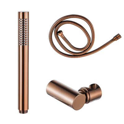 Fortifura Calvi Handdoucheset - 22.5cm - staaf - met houder - anti twist slang - 150cm - geborsteld koper PVD