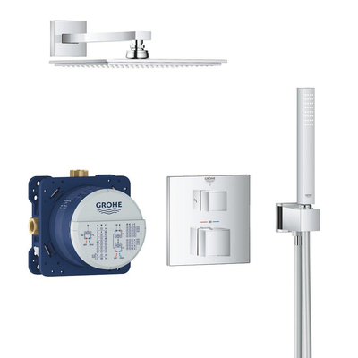 GROHE Grohtherm Cube Regendoucheset inbouw - hoofddouche vierkant 23cm - wandarm - chroom OUTLETSTORE