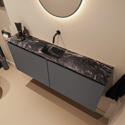 MONDIAZ TURE-DLUX 120cm toiletmeubel Dark Grey. EDEN wastafel Lava positie midden. Zonder kraangat.