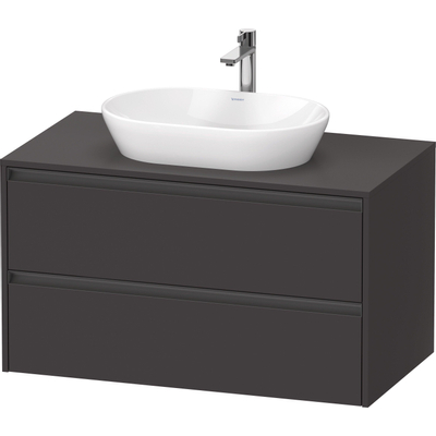 Duravit Ketho 2 wastafelonderbouwkast incl. consoleplaat met 2 laden 100x55x56.8cm met handgrepen antraciet grafiet supermat