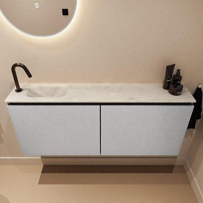 MONDIAZ TURE-DLUX 120cm toiletmeubel Plata. EDEN wastafel Opalo positie links. Met 1 kraangat.
