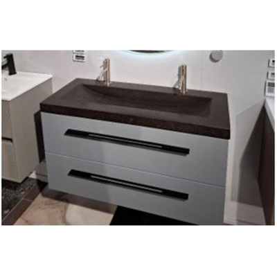 BRAUER Trust wastafelonderkast ondiep 100 excl. opbouwgrepen met 2 softclose lades en 1 sifon uitsparing Timber Greige SHOWROOMMODEL