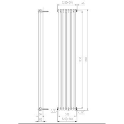 Plieger Florence designradiator verticaal 1800x322mm 903W wit structuur