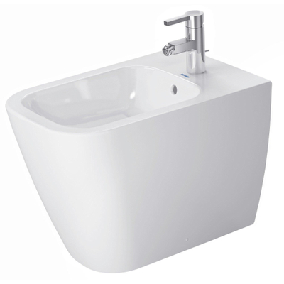 Duravit HappyD 2 staand bidet back to wall 36.5x57cm met overloop met kraangat met wondergliss wit