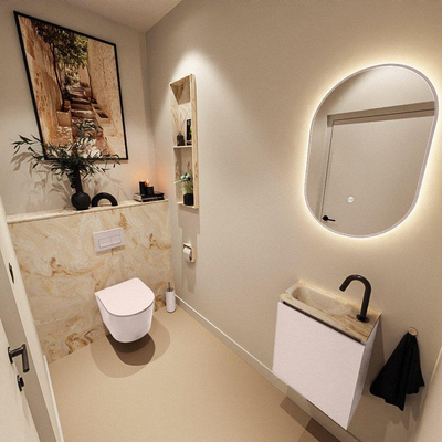 MONDIAZ TURE-DLUX 40cm toiletmeubel Rosee. EDEN wastafel Frappe positie links. Met 1 kraangat.