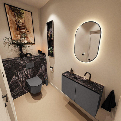 MONDIAZ TURE-DLUX 80cm toiletmeubel Dark Grey. EDEN wastafel Lava positie midden. Met 1 kraangat.
