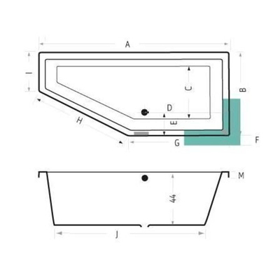 Xenz Society compact ligbad 180x80x44cm links met poten zonder afvoer Acryl Cement Mat