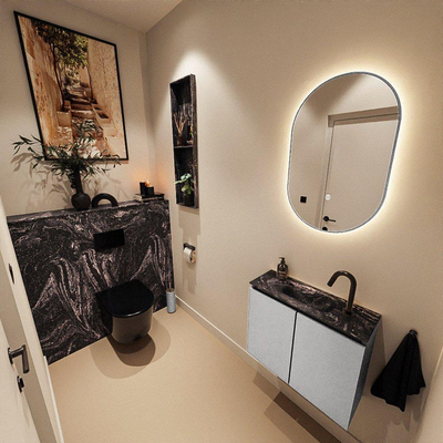 MONDIAZ TURE-DLUX 60cm toiletmeubel Plata. EDEN wastafel Lava positie midden. Met 1 kraangat.
