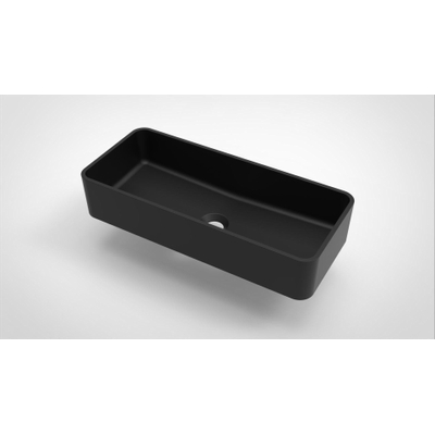 Arcqua Case waskom - 60x26cm - Rechthoek - Cast marble Zwart Mat