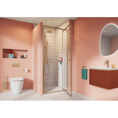 Crosswater Clear 6 Draaideur - 90cm - messing geborsteld