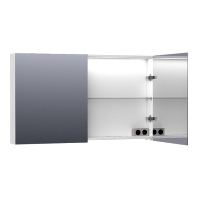 BRAUER Impress Deluxe spiegelkast - 120x70x15cm - interne en externe verlichting - 2 dubbelzijdige spiegeldeuren - mat wit