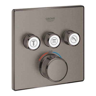 GROHE Smartcontrol Regendoucheset Inbouw - inbouwboxen - hoofddouche vierkant - staafhanddouche - geborsteld hard graphite