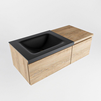 MONDIAZ BUKLA 100cm badmeubel met module 40 kleur Washed Oak met 2 lades. Wastafel CLOUD links 1 kraangat kleur Urban.