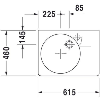 Duravit Scola wastafel 61,5 x 46 bak links zonder kraangat wit