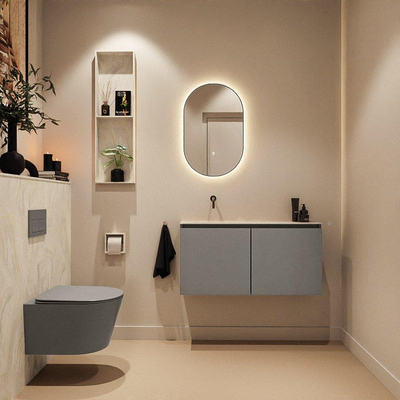 MONDIAZ TURE-DLUX 100cm toiletmeubel Smoke. EDEN wastafel Ostra positie links. Zonder kraangat.
