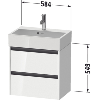 Duravit Ketho 2 wastafelonderbouwkast met 2 laden 58.4x39x54.9cm met grepen antraciet betongrijs mat