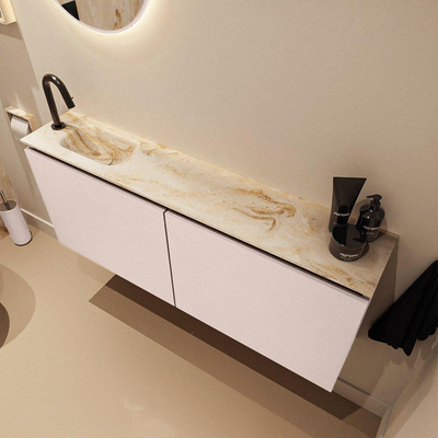 MONDIAZ TURE-DLUX 120cm toiletmeubel Rosee. EDEN wastafel Frappe positie links. Met 1 kraangat.
