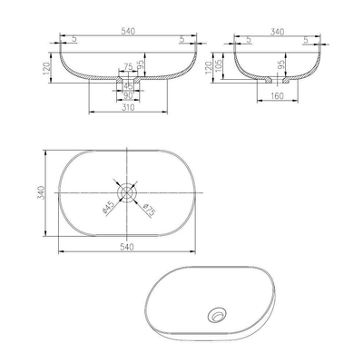 Best Design Opbouw Waskom Color Transpa Blue 54x34x12cm