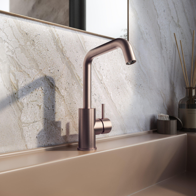 Hotbath Archie Wastafelmengkraan met draaibare uitloop, zonder waste BCP Geborsteld Koper PVD