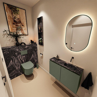 MONDIAZ TURE-DLUX 80cm toiletmeubel Army. EDEN wastafel Lava positie rechts. Zonder kraangat.