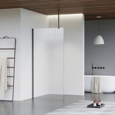 FugaFlow Eccelente Vetro inloopdouche badkamer - 160x200cm - ribbelglas - plafondarm - gunmetal