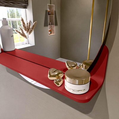 Mondiaz SPOT Badkamerspiegel - rond 60cm - spiegelplanchet - kleur Fire