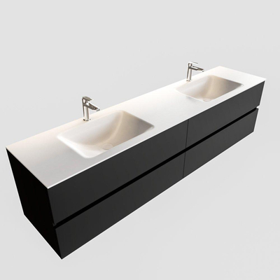 MONDIAZ VICA Badkamermeubelset - 200cm - 4 lades - wasbak Cloud dubbel - 2 kraangaten - solid surface urban