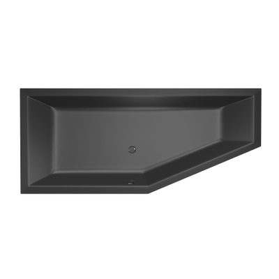 Xenz Society Compact ligbad - 180x80cm - met overloop - zonder afvoer - Hoekopstelling links - Acryl Ebony mat