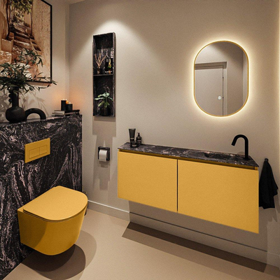 MONDIAZ TURE-DLUX 120cm toiletmeubel Ocher. EDEN wastafel Lava positie rechts. Met 1 kraangat.