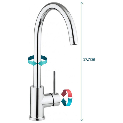 Crosswater Tropic eengreeps keukenkraan met draaibare uitloop chroom SHOWROOMMODEL