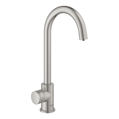 GROHE Blue Home Keukenkraan - C-uitloop - 1-gats - filterfunctie - plat licht en bruisend water - supersteel