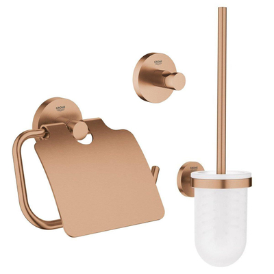 GROHE Essentials Toilet accessoireset 3-delig met toiletborstelhouder, handdoekhaak en toiletrolhouder Brushed Warm sunset