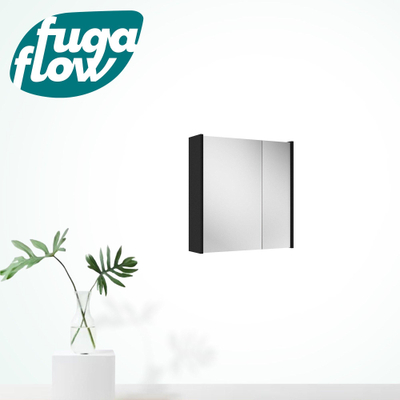 FugaFlow Eccelente Arredo spiegel badkamer spiegelkast - 60x63x16cm - inclusief zijpanelen - mat zwart -