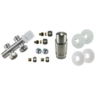 Riko set thermostatisch onderblok recht geborsteld staal