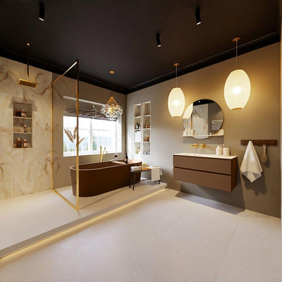 Mondiaz VICA-DLUX Badkamermeubelset - 100cm - rust - 2 lades - Inbouw wastafel CLOUD - links - zonder kraangat - kleur Frappe - XL versie 60cm hoog