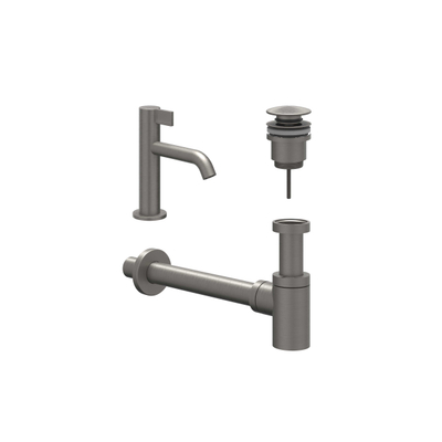 IVY Fonteinset - opbouw - laag - always open plug - Geborsteld metal black PVD