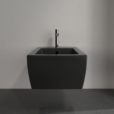 Villeroy & Boch Memento 2.0 wandbidet 1 kraangat met overloop 37.5x56cm ebony