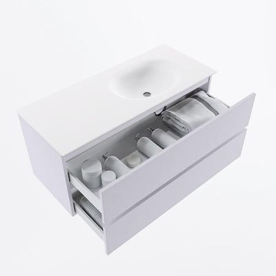 Mondiaz VICA Badkamermeubelset - 110cm - cale - 2 lades - Wastafel MOON - rechts - 1 kraangat - kleur talc - XL versie 60cm hoog