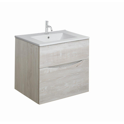 Crosswater Glide II Wastafelonderkast - 50x45x52cm - 2 lades - greeploos - nordic oak