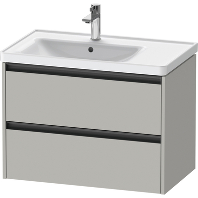 Duravit Ketho 2 wastafelonderbouwkast met 2 laden voor waskom links 78.4x45.5x54.9cm met grepen antraciet betongrijs mat