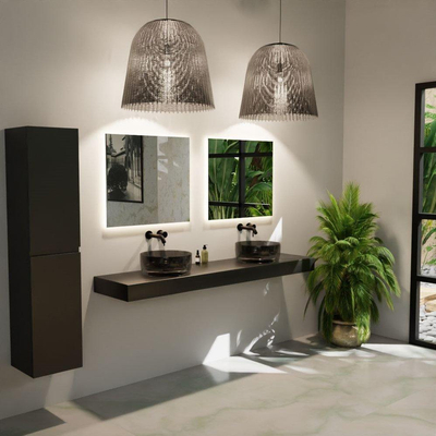 Mondiaz Jewel Waskom - 40x15x40 - antibacterieel - transparant - zwart