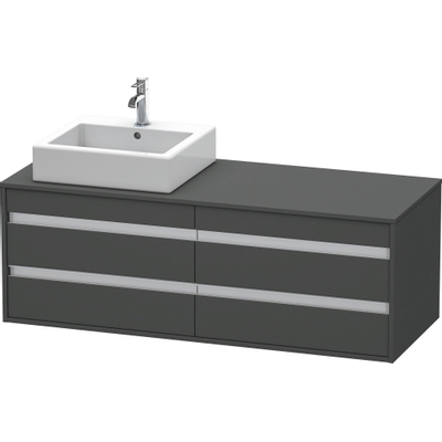 Duravit Ketho Wastafelonderkast 140x55.1x49.6cm Standaard greep met softclose spaanplaat Grafiet Mat