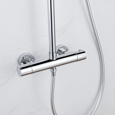 Fortifura Calvi Regendoucheset - thermostatisch - 25cm hoofddouche - gladde slang - staaf handdouche - chroom