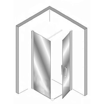 Plieger Panorama douchewand 100cm + draaideur 80cm met muursteun vierkant 100cm en vloerprofiel chroom