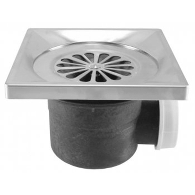 Riko Luxe doucheput met zijuitlaat 14 x 14 cm RVS